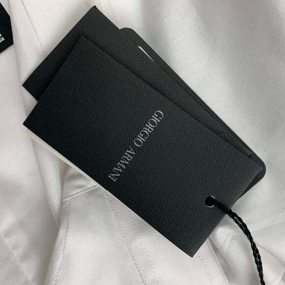 GIORGIO ARMANI White Cotton Tuxedo Long Sleeve Shirt - Picture 9 of 9